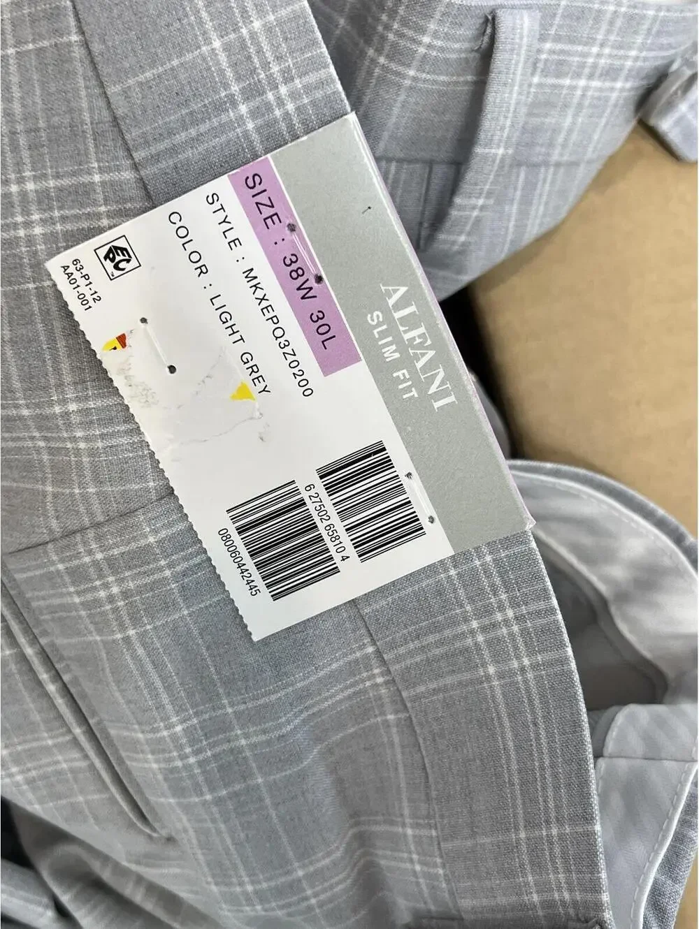 Alfani Mens Slim Fit Stretch Plaid Suit Pants
